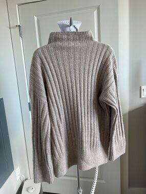 Abercrombie & Fitch Taupe Ribbed Mock Neck Sweater
